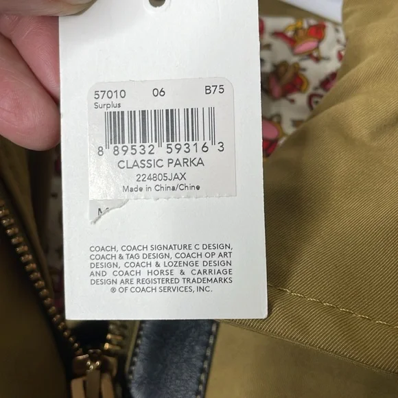 Coach classic parka with shearling and leather trim. NWT. - Picture 9 of 12